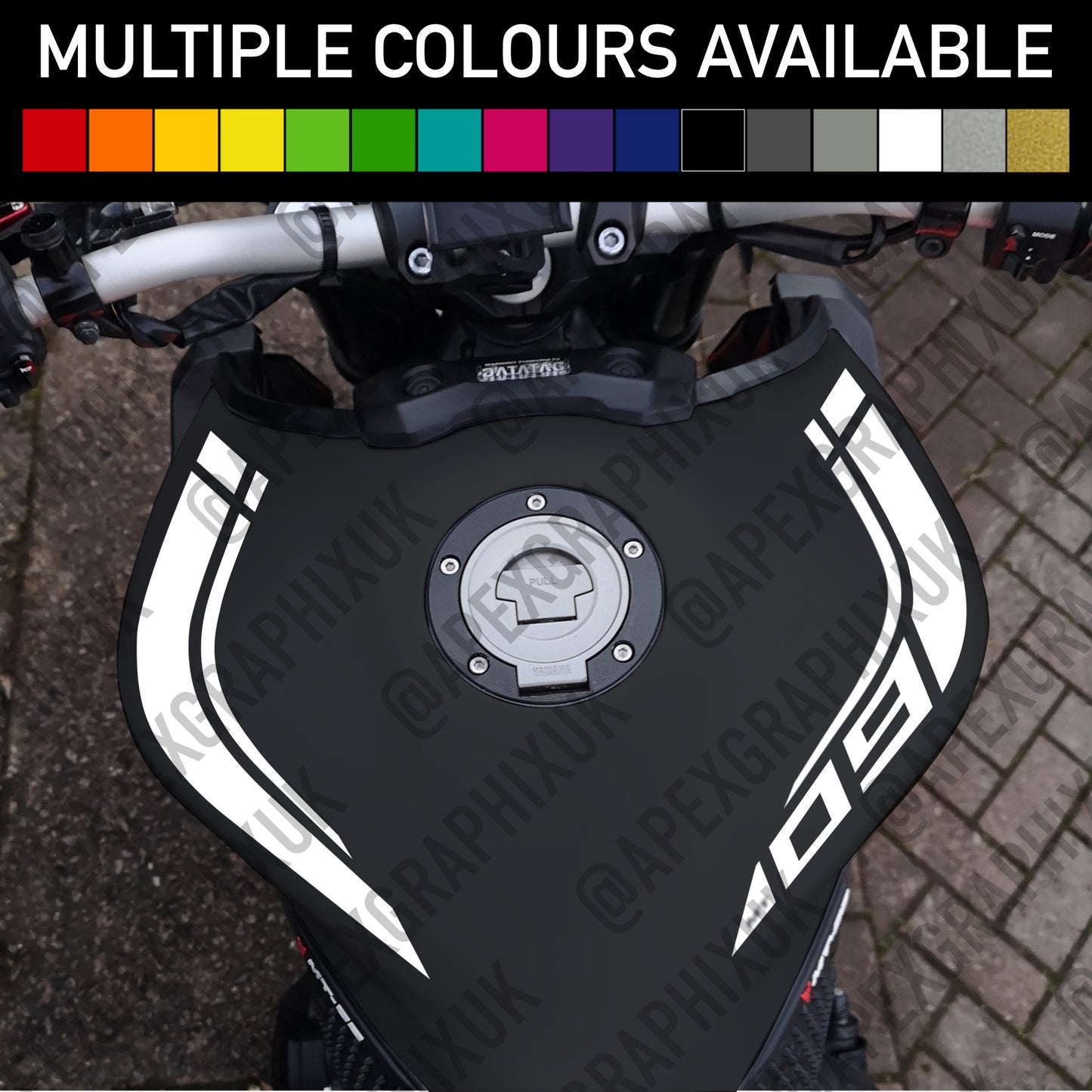 MT-09 Logo Block Tank Dual Stripe Decals